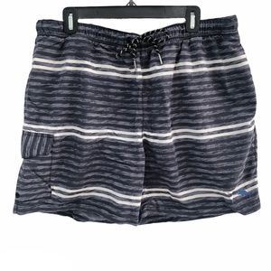 TOMMY BAHAMA RELAX BLUE & WHITE STRIPED SWIM TRUNKS
